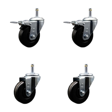 Service Caster 3.5 Phenolic Wheel Swivel 7/16'' Grip Ring Stem Caster Set 2 Total Lock Brake, 4PK SCC-GRTTL20S3514-PHR-716138-2-S-2